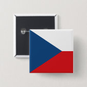 Badge Carré 5 Cm Bouton avec Drapeau de Tchèque (Devant & derrière)
