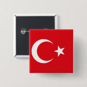 Badge Carré 5 Cm Bouton avec Drapeau de Turquie (Devant & derrière)
