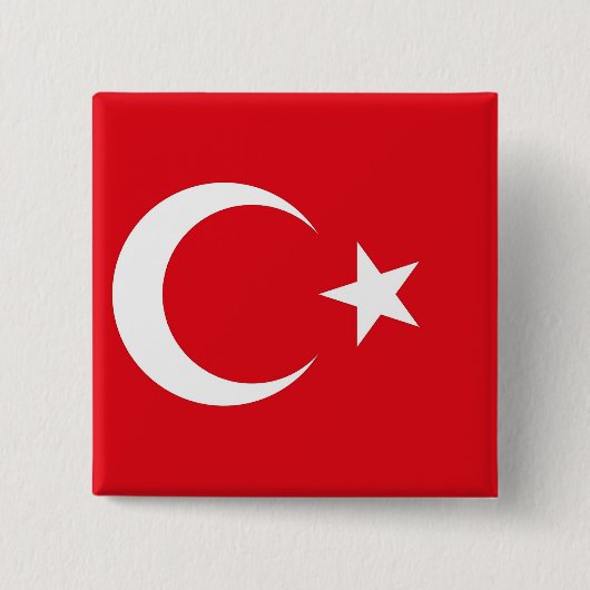Badge Carré 5 Cm Bouton avec Drapeau de Turquie (Devant)