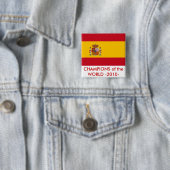 Badge Carré 5 Cm Bouton avec drapeau d'Espagne (En situation)