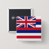 Badge Carré 5 Cm Bouton avec drapeau d'Hawaii (Devant & derrière)