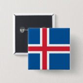 Badge Carré 5 Cm Bouton avec drapeau d'Islande (Devant & derrière)