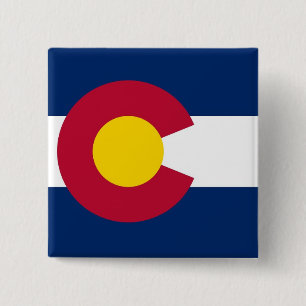 Badge Carré 5 Cm Bouton avec drapeau du Colorado