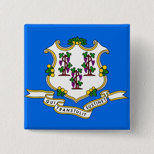 Badge Carré 5 Cm Bouton avec drapeau du Connecticut (Devant)