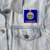 Badge Carré 5 Cm Bouton avec drapeau du Kansas (En situation)