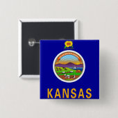 Badge Carré 5 Cm Bouton avec drapeau du Kansas (Devant & derrière)