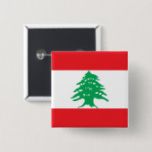 Badge Carré 5 Cm Bouton avec drapeau du Liban (Devant & derrière)