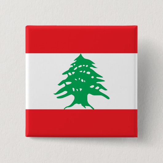Badge Carré 5 Cm Bouton avec drapeau du Liban (Devant)