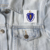 Badge Carré 5 Cm Bouton avec drapeau du Massachusetts (En situation)