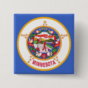 Badge Carré 5 Cm Bouton avec Drapeau du Minnesota