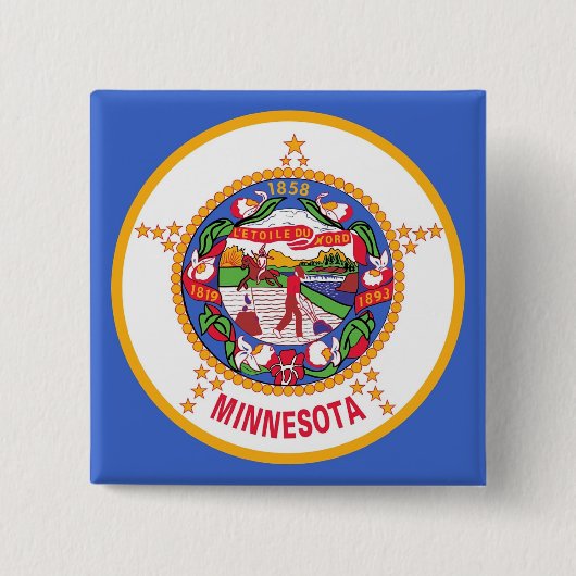 Badge Carré 5 Cm Bouton avec Drapeau du Minnesota (Devant)