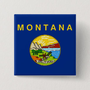 Badge Carré 5 Cm Bouton avec drapeau du Montana