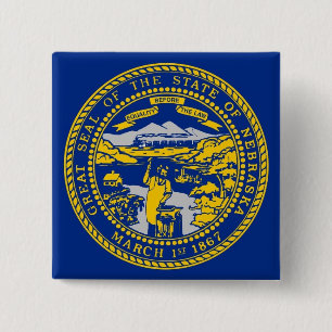 Badge Carré 5 Cm Bouton avec drapeau du Nebraska