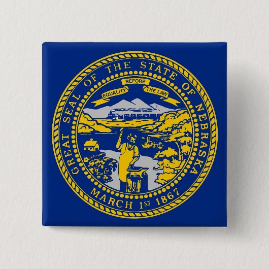 Badge Carré 5 Cm Bouton avec drapeau du Nebraska (Devant)