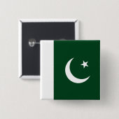 Badge Carré 5 Cm Bouton avec drapeau du Pakistan (Devant & derrière)