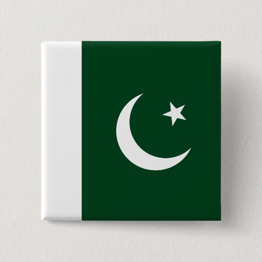 Badge Carré 5 Cm Bouton avec drapeau du Pakistan (Devant)