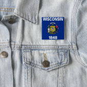 Badge Carré 5 Cm Bouton avec drapeau du Wisconsin (En situation)