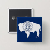 Badge Carré 5 Cm Bouton avec Drapeau du Wyoming (Devant & derrière)