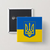Badge Carré 5 Cm Bouton avec drapeau d'Ukraine (Devant & derrière)