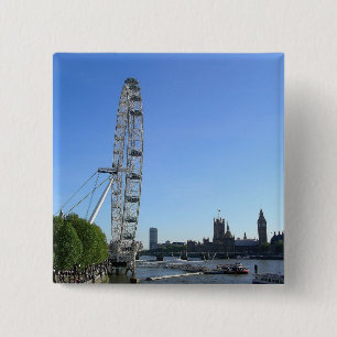 Badge Carré 5 Cm Bouton avec London Eye Ferris Wheel