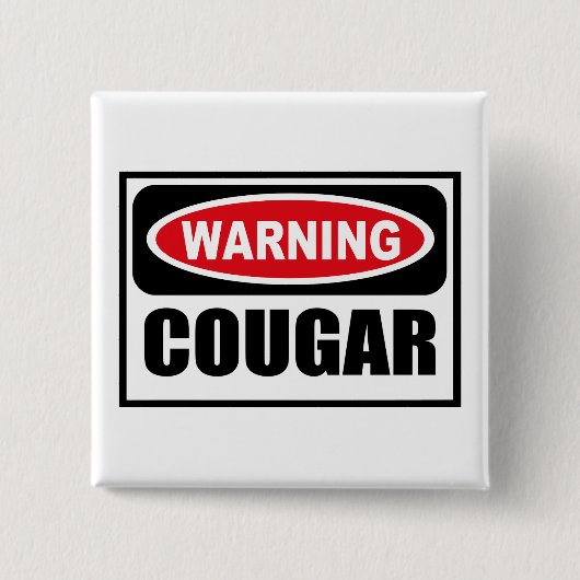 Badge Carré 5 Cm Bouton Avertissement COUGAR (Devant)