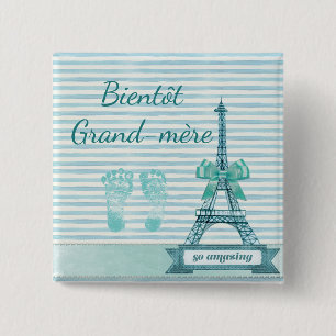 Badge Carré 5 Cm Bouton Baby shower Bientôt Grand-mère