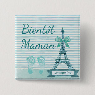 Badge Carré 5 Cm Bouton Baby shower de Bientôt Maman