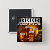 Badge Carré 5 Cm Bouton Beer™ (Devant & derrière)