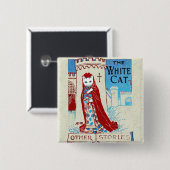 Badge Carré 5 Cm Bouton blanc de chat (Devant & derrière)