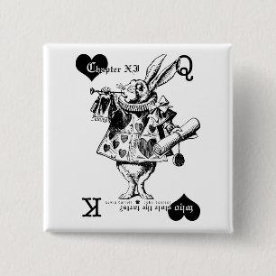 Badge Carré 5 Cm Bouton blanc de lapin