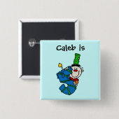 Badge Carré 5 Cm Bouton bleu clown 5e anniversaire (Devant & derrière)