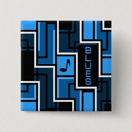 Badge Carré 5 Cm Bouton Blues (Devant)