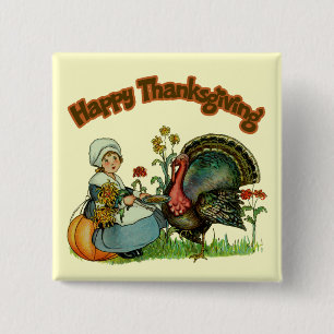 Badge Carré 5 Cm Bouton - bon thanksgiving
