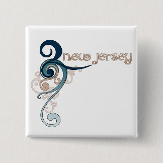 Badge Carré 5 Cm Bouton bouclé bleu de New Jersey de remous