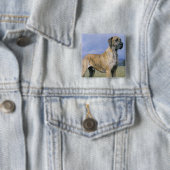 Badge Carré 5 Cm Bouton Brindle de great dane (En situation)