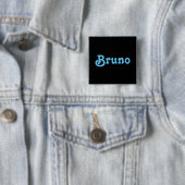 Badge Carré 5 Cm Bouton Bruno (En situation)