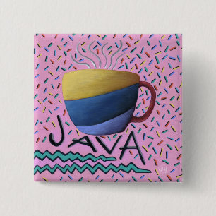 Badge Carré 5 Cm Bouton café Java