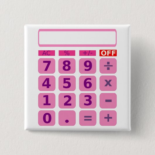 Badge Carré 5 Cm Bouton Calculateur (Devant)