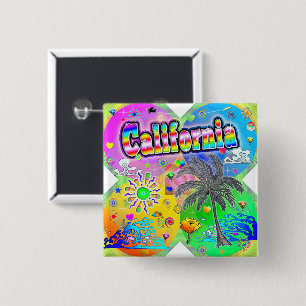 Badge Carré 5 Cm Bouton Californie Quadro Seasons