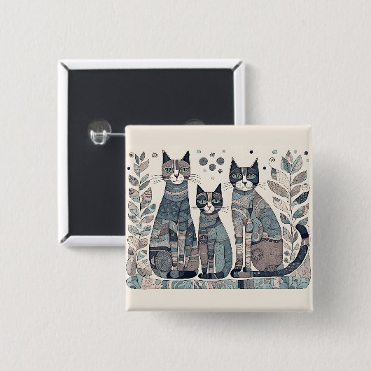 Badge Carré 5 Cm bouton calmer les chats (Devant & derrière)