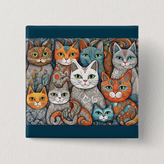 Badge Carré 5 Cm bouton calmer les chats (Devant)