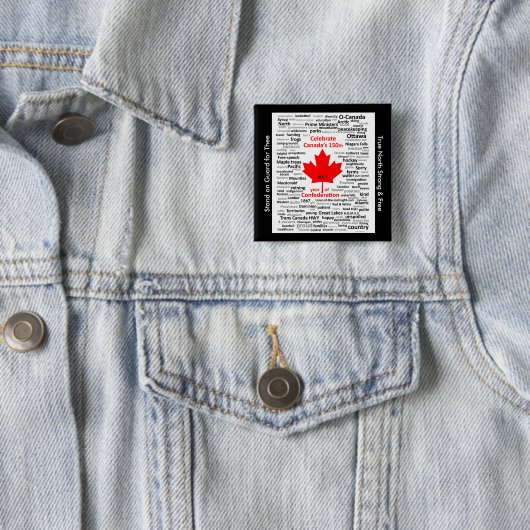 Badge Carré 5 Cm Bouton Canada150 (En situation)