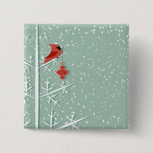 Badge Carré 5 Cm Bouton cardinal rouge