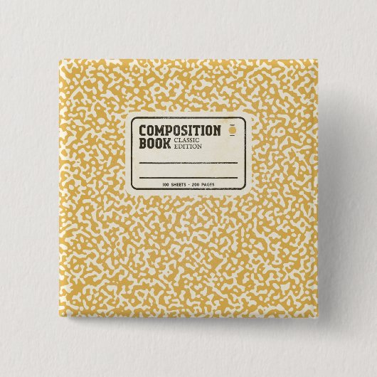 Badge Carré 5 Cm Bouton Carnet de composition jaune (Devant)