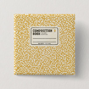 Badge Carré 5 Cm Bouton Carnet de composition jaune