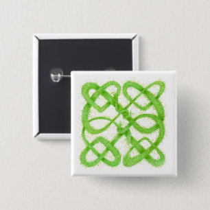 Badge Carré 5 Cm Bouton carré à épinglette NŒUD CELTIQUE VERT