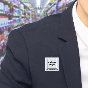 Badge Carré 5 Cm Bouton Carré blanc Nom et logo de l'entreprise