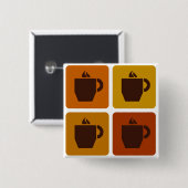 Badge Carré 5 Cm Bouton Carré café (Devant & derrière)