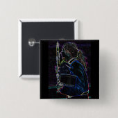 Badge Carré 5 Cm Bouton Carré Clarinetist Marching (Devant & derrière)