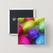 Badge Carré 5 Cm Bouton Carré "Couleurs de Pâques" (Devant & derrière)